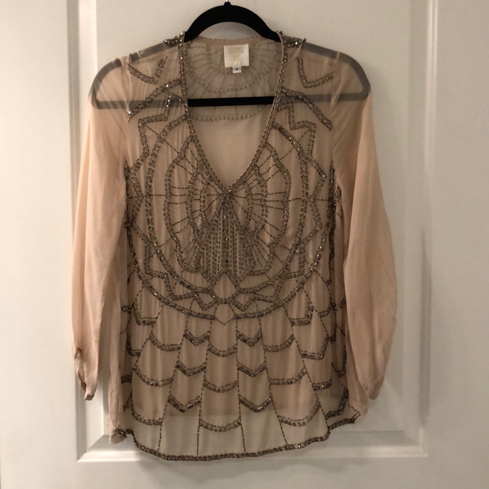 Anna Sui Embellished silk-chiffon blouse